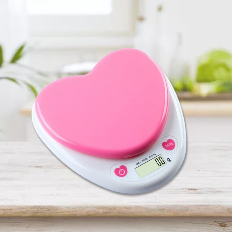 Кухненска везна във формата на сърце, цифрова везна с грамове, LCD дисплей, везна за храна за готвене, печене, инструмент за измерване на теглото