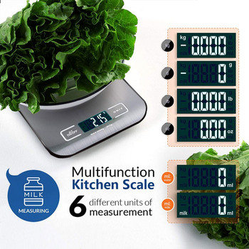 Кухненска везна Везна за претегляне от неръждаема стомана за храна Диета Измерване на пощенски баланс LCD прецизни електронни везни
