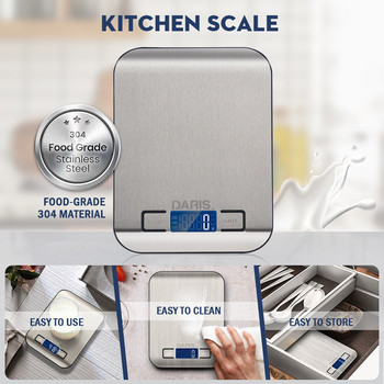 Ζυγαριά κουζίνας 10 κιλών από ανοξείδωτο χάλυβα Ζύγιση για τρόφιμα Ψηφιακός ταχυδρομικός ζυγός μέτρησης Ηλεκτρονική ζυγαριά ακριβείας LCD