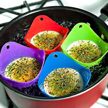 4 τμχ Egg Poachers Καλούπια σιλικόνης Εργαλεία κουζίνας Εργαλείο μαγειρέματος τηγανίτας Δίσκος πιάτου αυγών στον ατμό Υγιή αξεσουάρ κουζίνας