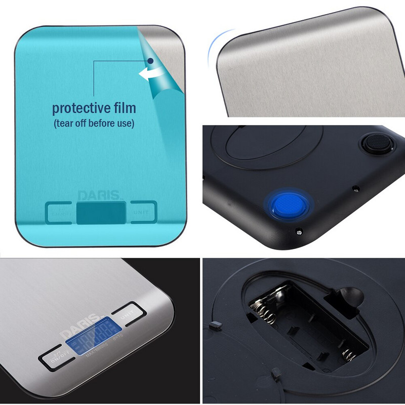 10 kg kuchynská váha z nehrdzavejúcej ocele, váha na potraviny, diétu, poštovú váhu, meranie LCD elektronických váh