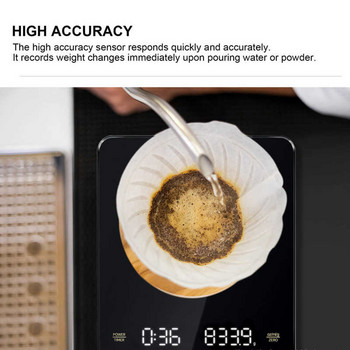 2022 Електронна везна за кафе с вграден автоматичен таймер LED цифрова интелигентна везна за кафе Домакински кухненски кантар 3 кг/0,1 г