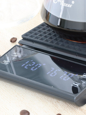 CAFEDEWINNER ζυγαριά καφέ σταγόνας χειρός 0,1g/3kg αισθητήρες ακριβείας Ζυγαριά κουζίνας με χρονοδιακόπτη που περιλαμβάνει αδιάβροχο μαξιλάρι σιλικόνης
