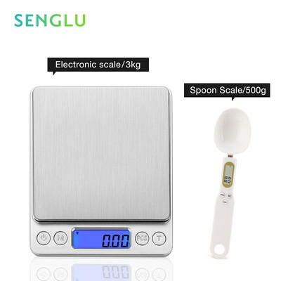 Digitálna kuchynská váha 500 g/3 kg, multifunkčná, z nehrdzavejúcej ocele 304, LCD displej, meranie gramov a uncí, varenie a pečenie