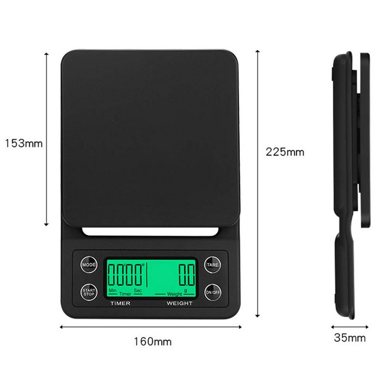 3 кг/0,1 г мини цифрова кухненска везна, везна за претегляне на храна, кафе и таймер с LCD дисплей с подсветка за печене, инструменти за готвене