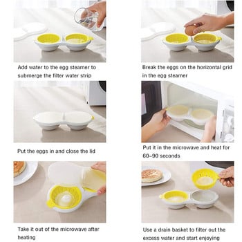 Φούρνος μικροκυμάτων Egg Poacher Food Grade Διπλό φλιτζάνι Αυγό Boiler Ψήσιμο στον ατμό Συσκευές μαγειρέματος Συσκευές κουζίνας Αξεσουάρ Μαγειρικά σκεύη