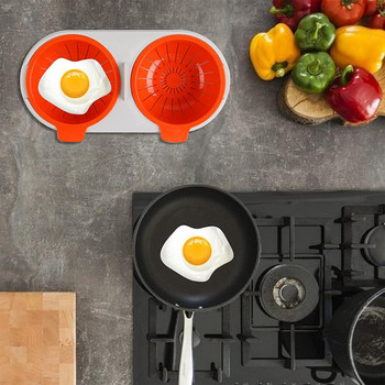 Φούρνος μικροκυμάτων Egg Poacher Food Grade Διπλό φλιτζάνι Αυγό Boiler Ψήσιμο στον ατμό Συσκευές μαγειρέματος Συσκευές κουζίνας Αξεσουάρ Μαγειρικά σκεύη