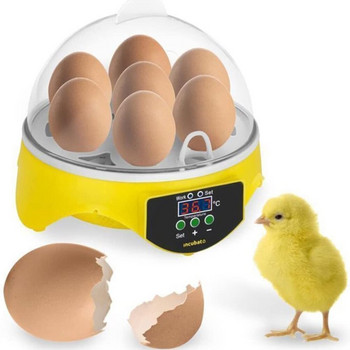 Инкубатор за пиле и птици със 7 яйца Автоматичен интелигентен контрол на температурата Папагал за пъдпъдък Домашна инкубация Инструменти за питомник