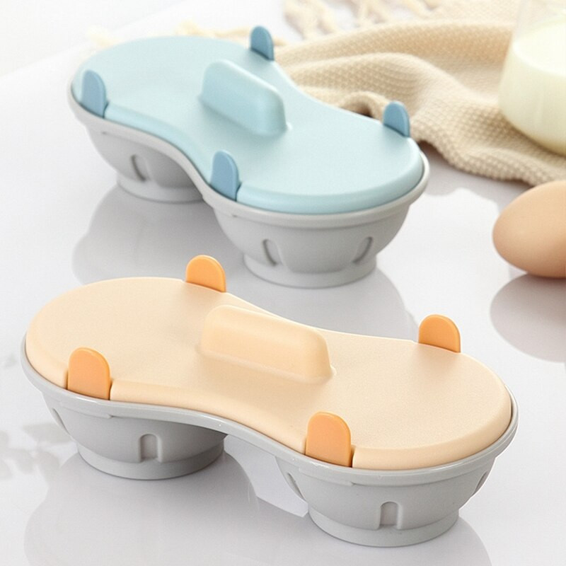 Krabica na dusené vajíčka, kreatívny mikrovlnný tácok na dusené vajíčka, forma na dve vajíčka, kuchynský dvojvrstvový odtok, tanier na dusené vajíčka