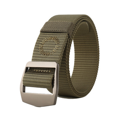 Pánsky textilný opasok s kovovou prackou a výšivkou