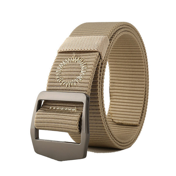 Pánsky textilný opasok s kovovou prackou a výšivkou