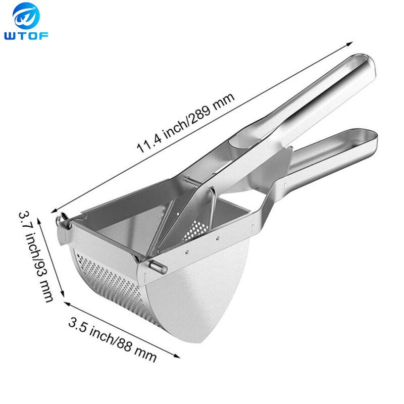 Nový ručný nerezový mačkadlo na zemiaky, ryžovač ovocia a zeleniny, odšťavovač na pyré, lis na kuchynské príslušenstvo a náradie.