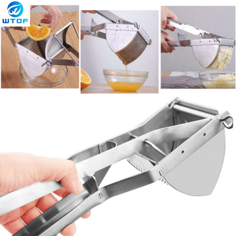 Nový ručný nerezový mačkadlo na zemiaky, ryžovač ovocia a zeleniny, odšťavovač na pyré, lis na kuchynské príslušenstvo a náradie.