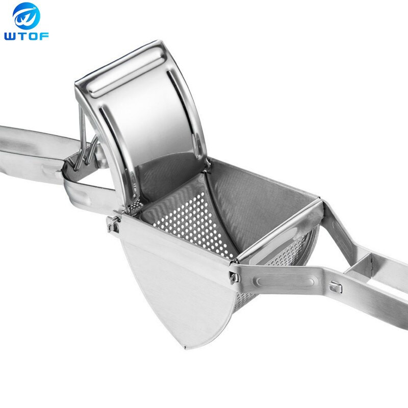 Nový ručný nerezový mačkadlo na zemiaky, ryžovač ovocia a zeleniny, odšťavovač na pyré, lis na kuchynské príslušenstvo a náradie.