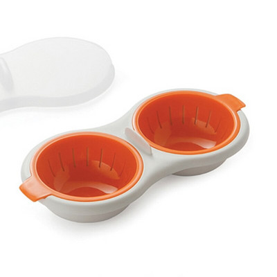 Új Creative Egg Poacher élelmiszer minőségű edények Dupla csésze tojásbojler Gőzölt tojáskészlet Mikrohullámú sütők Konyhai főzőeszközök