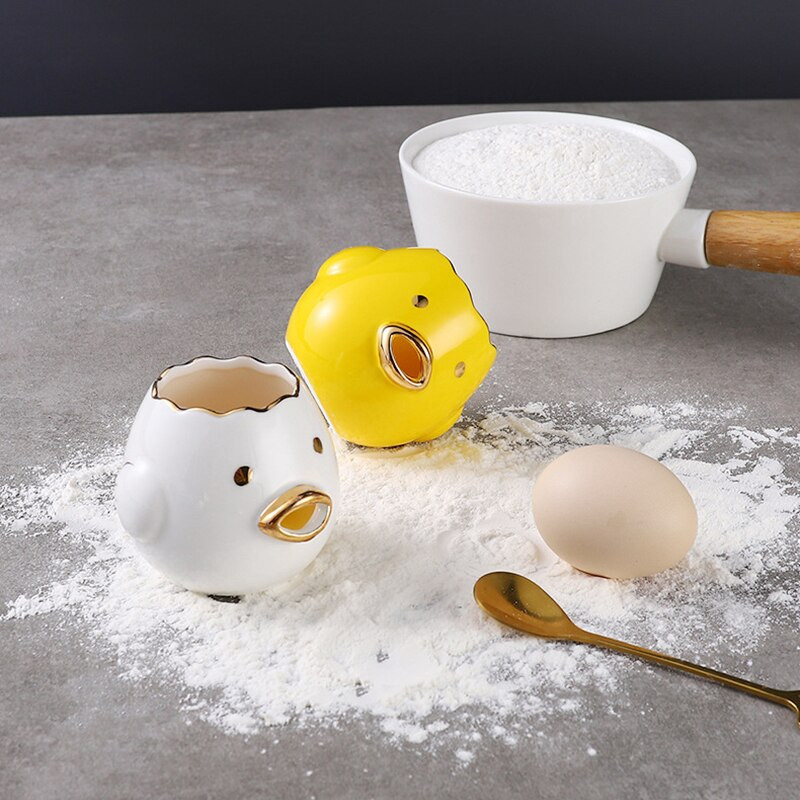 Kūrybinis kiaušinių skyriklis Keraminis kiaušinio trynio baltymo separatorius Kiaušinio trynio ir kiaušinio baltymo separatorius Mielas animacinio filmo stiliaus kepimo asistentas