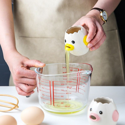 Разделител за яйчен белтък Сладък анимационен модел Кухненски аксесоари Лесно разделяне на яйчен белтък и жълтък Керамика Кухненски инструмент за готвене