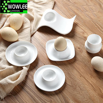 2 τμχ Κεραμικό κύπελλο αυγών Απλή θήκη πρωινού Βάση για το σπίτι Βάση κουζίνας Εστιατόριο (Λευκά) Αυγά Gadgets Αξεσουάρ μαγειρικής