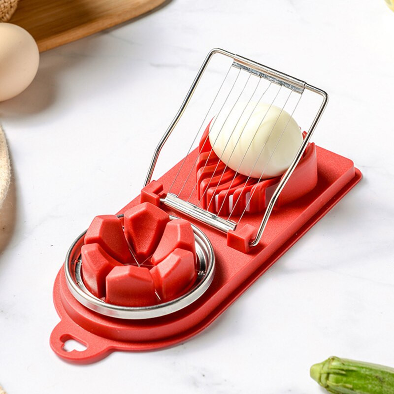 Viacúčelový krájač vajec z nehrdzavejúcej ocele 2 v 1, krájač na vajcia natvrdo, domáce kuchynské príslušenstvo, krájač vajec z drôtu