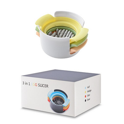 Multifunkčný krájač vajec ABS 304 z nehrdzavejúcej ocele 3v1, kuchynský nástroj na vajíčka, kuchynské príslušenstvo, krájač jahôd, ozdobný sekač vajec