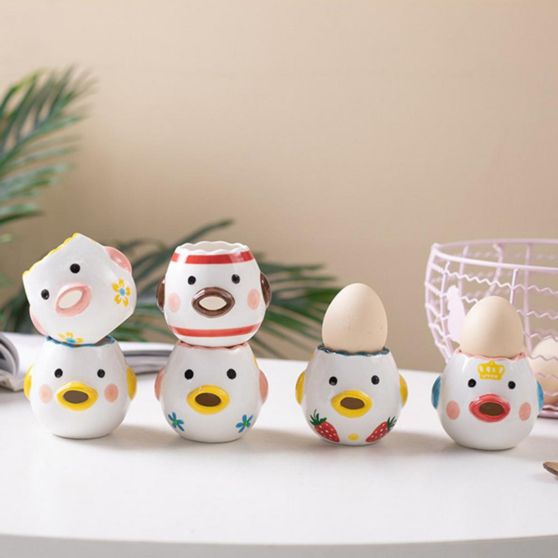 Нов 1PC Симпатичен разделител за яйца, керамичен филтър за жълтък, креативен противоплъзгащ сепаратор във формата на пиле, жълтък и протеин