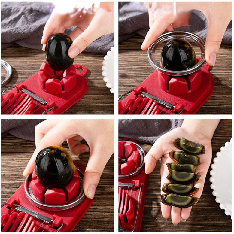 1ks krájač vajec Artefact Kitchen Multifunkčný nerezový ozdobný krájač vajec Songhua Konzervované vajíčka Rozrezané lupene vajec