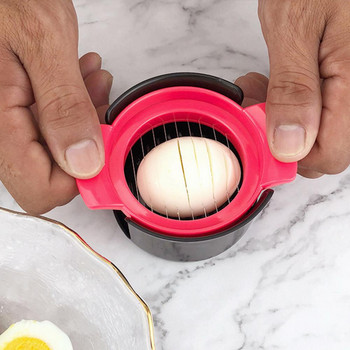 Κόφτης αυγών Χρήσιμη επαναχρησιμοποιήσιμη λαβή Άνετη 3 σε 1 μεταλλικό σύρμα Mini Egg Slicer Εργαλεία κουζίνας Προμήθειες κουζίνας