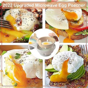 Φούρνος μικροκυμάτων Στρογγυλό διπλό αυγό Poacher Poached Egg Steater Δίσκος αυγών διπλής στρώσης μαγείρεμα αυγά φόρμα Εργαλεία κουζίνας