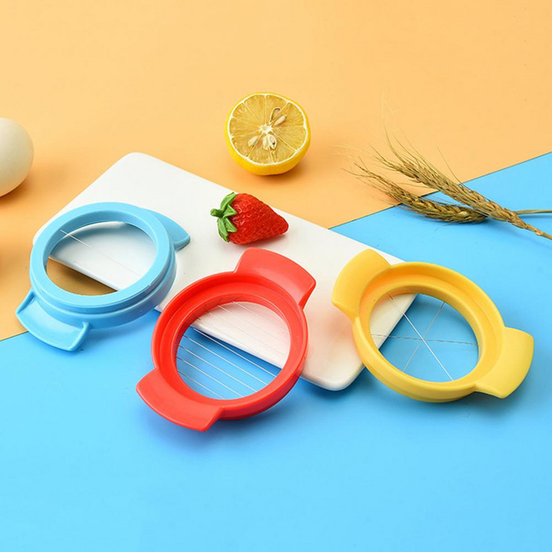Kūrybinis kiaušinių pjaustymo įrankis Plastikinė virtų kiaušinių pjaustyklė su rankena „trys viename“ metalinė vielinė mini kiaušinių pjaustyklė Virtuvės įrankiai Padalyti kiaušinius