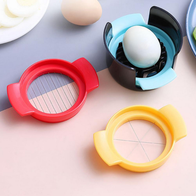 Kreatívny delič na krájanie vajec s rukoväťou, kompaktná veľkosť, 3 v 1 krájač na varené vajcia, kuchynský nástroj na varenie, kuchynské potreby
