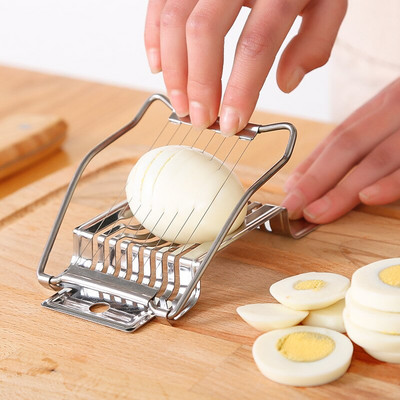 Πολυλειτουργικοί κόφτες αυγών από ανοξείδωτο ατσάλι Διαιρέτης κοπής τμημάτων Πλαστικός διαχωριστής αυγών Συσκευή κοπής αυγών Δημιουργικά εργαλεία κουζίνας αυγών