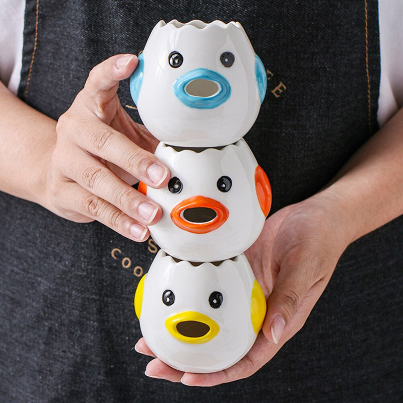 Keramický oddeľovač bielkov, roztomilý kreslený model, odpeňovač bielkovín, ľahko čistiteľný, dutý vyrezávaný dizajn, kuchynský nástroj na varenie