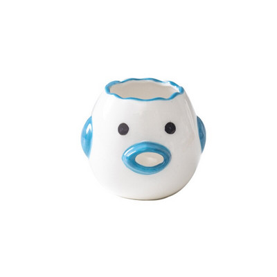 Nástroj na oddeľovanie vajec od bieleho žĺtka, oddeľovač keramiky, keramický kreslený oddeľovač vajec s kuriatkami, kuchynské pomôcky