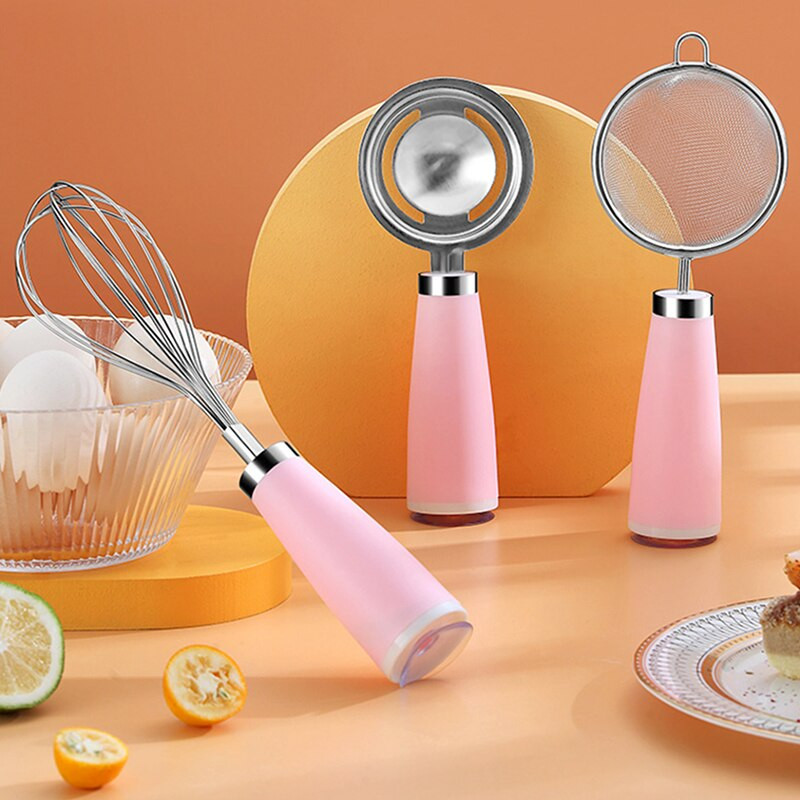 Ručný šľahač vajec z nehrdzavejúcej ocele, oddeľovač bielkov a žĺtkov s hrubou rukoväťou, kuchynské nástroje na pečenie a varenie, oddeľovač vajec