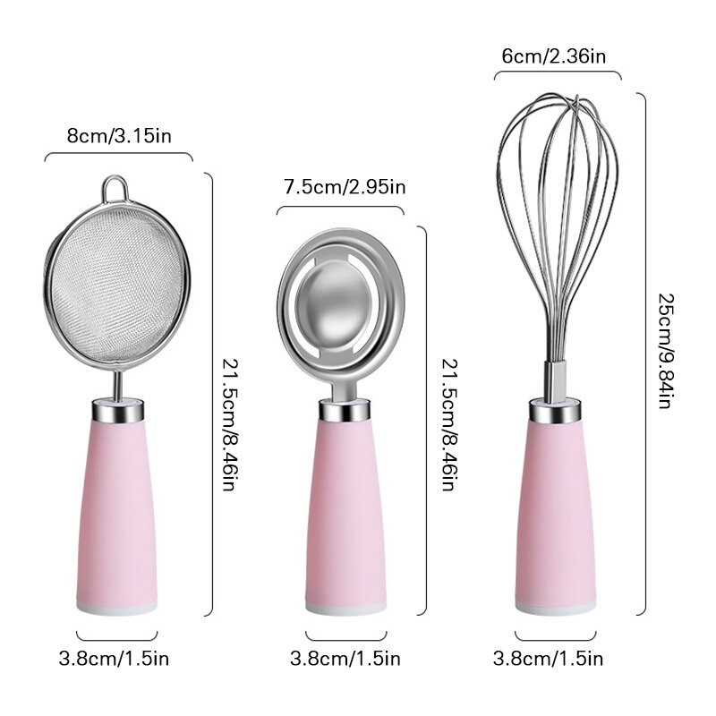 Ručný šľahač vajec z nehrdzavejúcej ocele, oddeľovač bielkov a žĺtkov s hrubou rukoväťou, kuchynské nástroje na pečenie a varenie, oddeľovač vajec