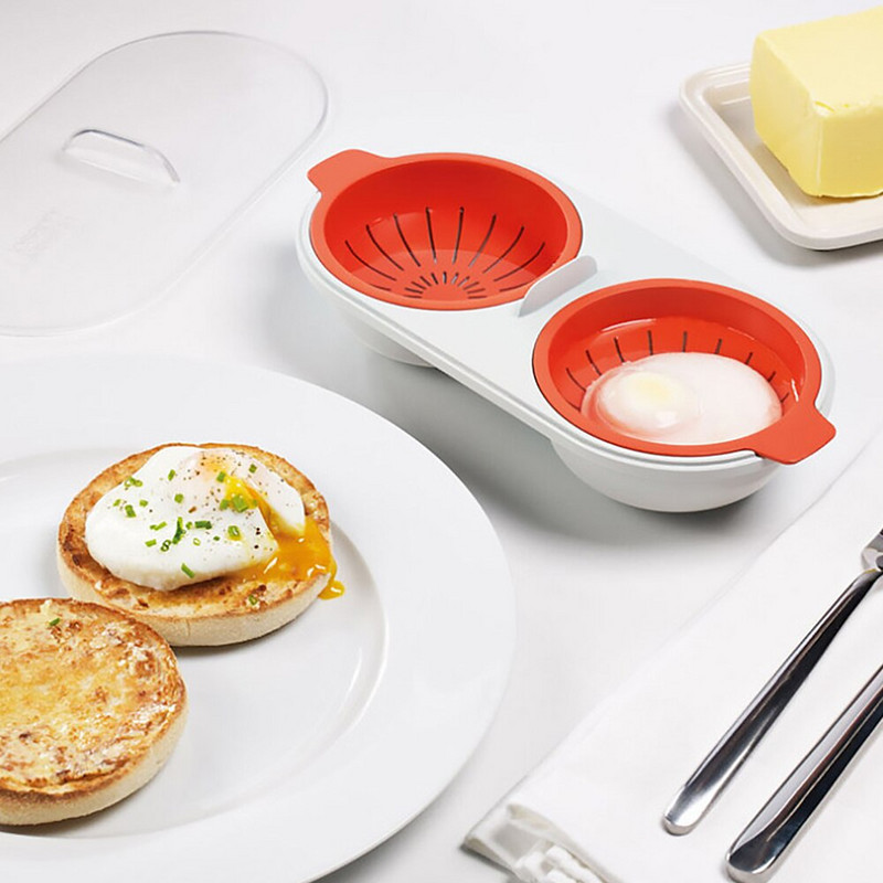 Mikrohullámú tojásos orvvadász Élelmiszer-minőségű edények Dupla csésze tojásbojler Konyha Párolt tojás Otthoni Konyha Szerszámok Főzőeszközök