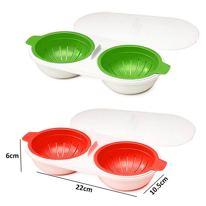 Mikrohullámú tojásos orvvadász Élelmiszer-minőségű edények Dupla csésze tojásbojler Konyha Párolt tojás Otthoni Konyha Szerszámok Főzőeszközök