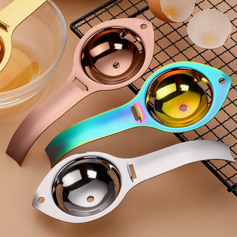 Kuchynské doplnky Oddeľovač nehrdzavejúcej ocele na žĺtky Nástroj na oddeľovanie bielkov 1/2 ks Gadget lievik lyžica oddeľovač vajec