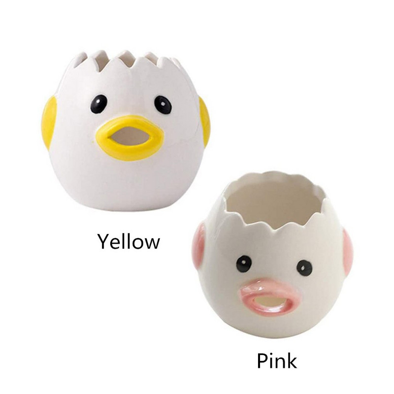 Kreatívny kreslený oddeľovač žĺtkov a bielkov s kuracím mäsom, keramika, keramický kreslený oddeľovač vajec s kuracím mäsom, jedáleň, varenie, kuchynský gadget