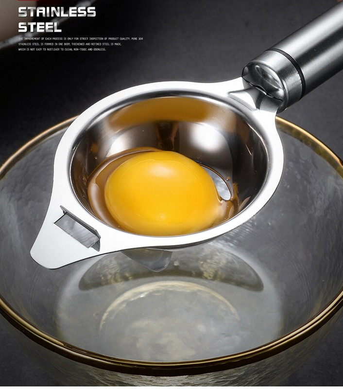 Nerezový biely oddeľovač žĺtkov, pečenie, varenie, kuchynský manuál, sito, filter na vajcia a tekutinu