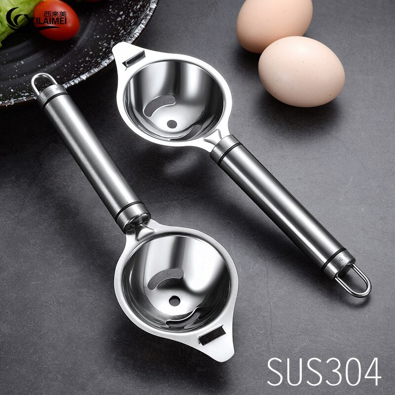 Nerezový biely oddeľovač žĺtkov, pečenie, varenie, kuchynský manuál, sito, filter na vajcia a tekutinu