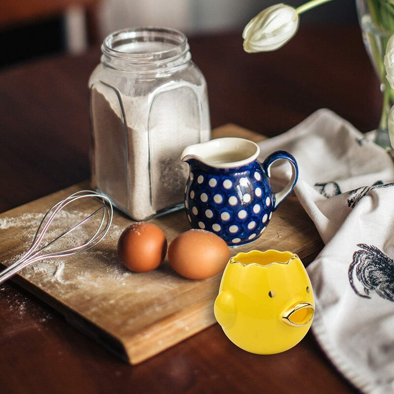 Oddeľovač vajec Keramický oddeľovač žĺtkov a bielkov Roztomilý oddeľovač žĺtkov Kreslený roztomilý automatický oddeľovač Kuchynské pomôcky C66