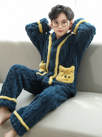 Зимна плюшена пижама от две части за момчета 