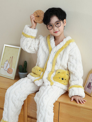 Зимна плюшена пижама от две части за момчета 