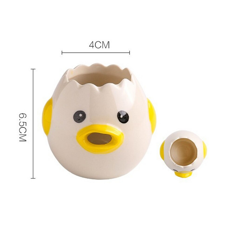 Nástroj na oddeľovanie žĺtkov z vajec, oddeľovač žĺtkov z kuracieho vajíčka, keramika, keramický kreslený oddeľovač vajec s motívom kurčaťa, kuchynské pomôcky