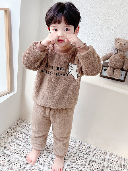 Dječja plišana dvodijelna pidžama za dječake s vezom