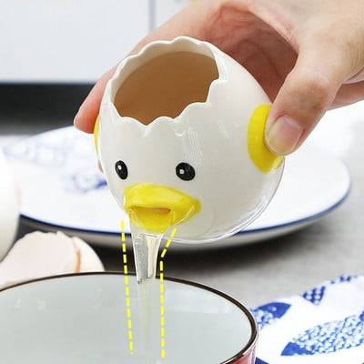 Puikus keraminis kiaušinių skyriklis Kawaii Chick Creative animacinis filmas Vištienos kiaušinio trynys Viščiuko kiaušinių separatorius Valgomasis Maisto gaminimas Virtuvės programėlė