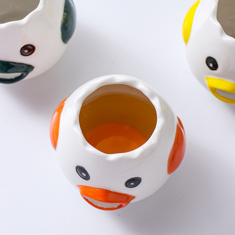 Keramický odpeňovač na bielkoviny z vajec, roztomilý kreslený model, separátor pre domácnosť, ľahko čistiteľný, dutý vyrezávaný dizajn, kuchynský nástroj na varenie