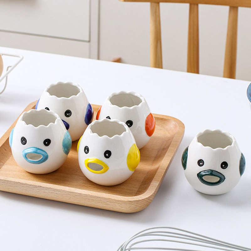 Oddeľovač bielkov, roztomilý kreslený model, kuchynské príslušenstvo, jednoduché oddelenie bielkov a žĺtkov, keramika, kuchynské náradie