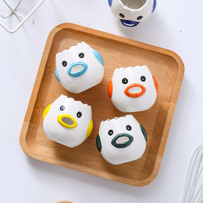 Oddeľovač bielkov, roztomilý kreslený model, kuchynské príslušenstvo, jednoduché oddelenie bielkov a žĺtkov, keramika, kuchynské náradie